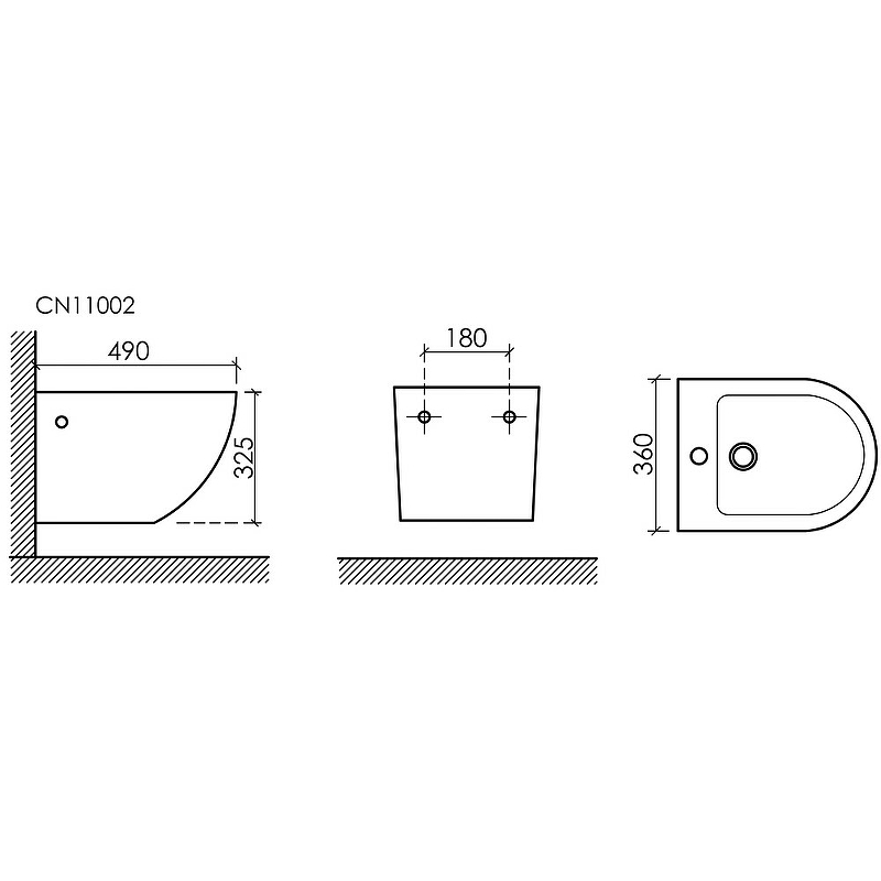 Биде подвесное Ceramica Nova Uno CN11002MB черный