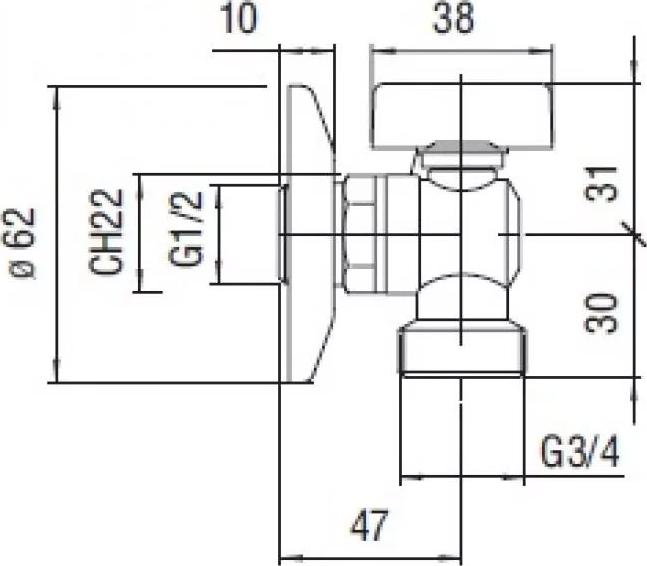 Вентиль для подсоединения стиральной машины Nobili AV00121/1CR, хром