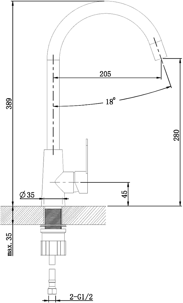 Смеситель для кухни Domaci Равенна ND-05b