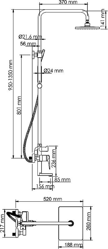 Душевая система WasserKRAFT Aisch A15501, золото матовое