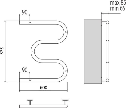 Полотенцесушитель электрический Terminus М-образный 600x350 4620768883927