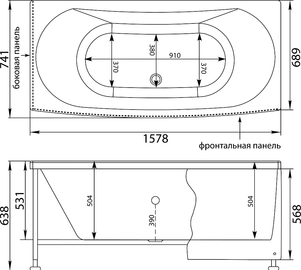 Акриловая ванна Aquanet Izabella 160х75 00205499