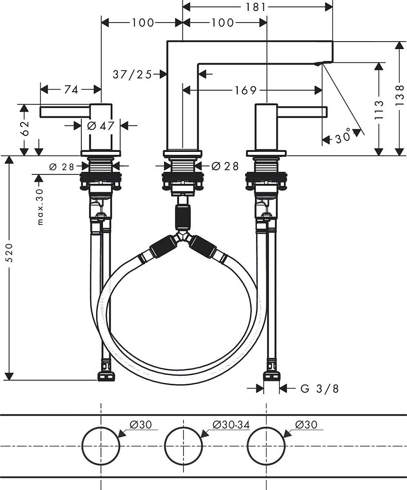 Смеситель для раковины Hansgrohe Finoris 76033000, хром