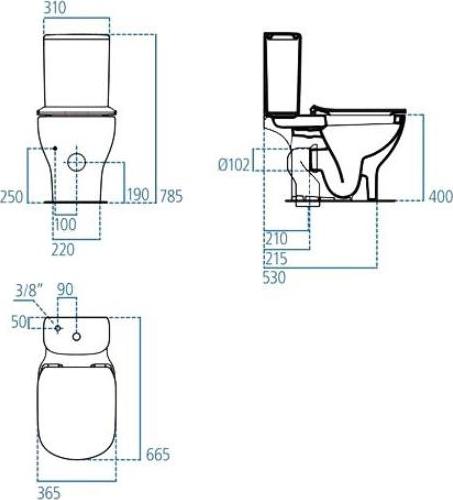 Чаша для унитаза-компакта Ideal Standard Tesi AquaBlade T008701