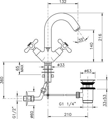 Смеситель для раковины Nicolazzi Nuova Brenta 2536BZ, бронза