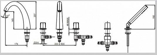 Смеситель Jacob Delafon Elevation E18876-CP на борт ванны