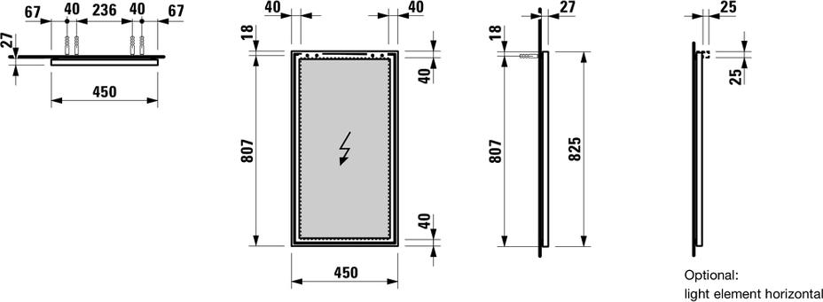 Зеркало LAUFEN FRAME25 4.4740.0.900.144.1 45X82,5