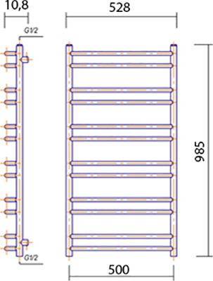 Полотенцесушитель электрический Domoterm Лаура П12 50x985 античная бронза R