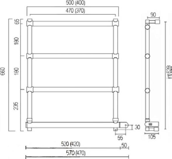 Полотенцесушитель электрический Margaroli Sole 370-542-6 Box 5423706CRNB, хром