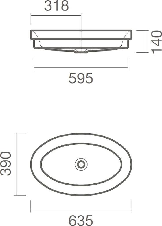 Раковина встраиваемая 63 см Sanitana Ovalo S10063550400000, белый