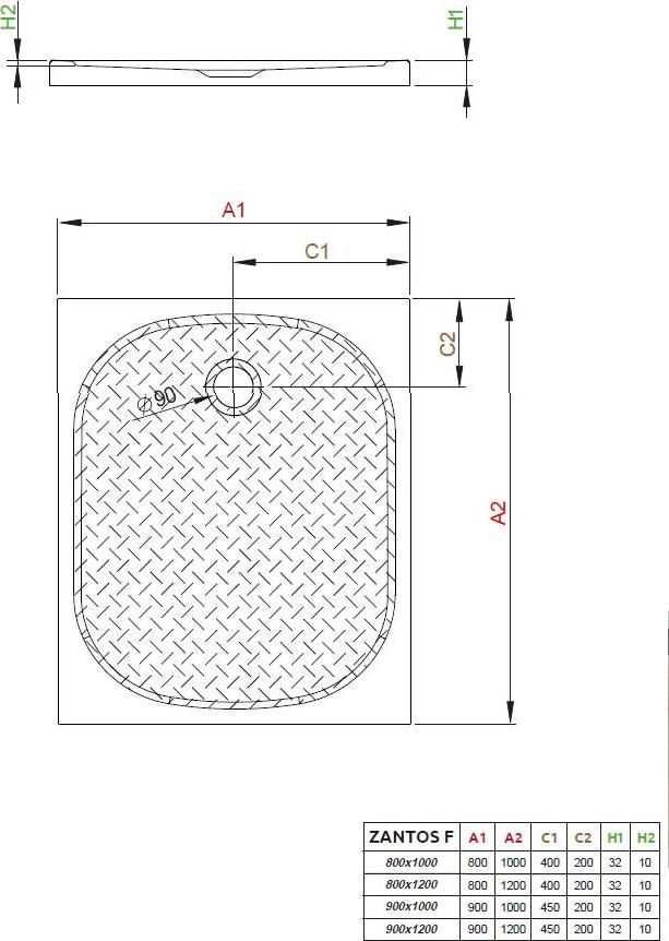 Душевой поддон Radaway Zantos F 100x80 см M3ZNF1080-06, белый