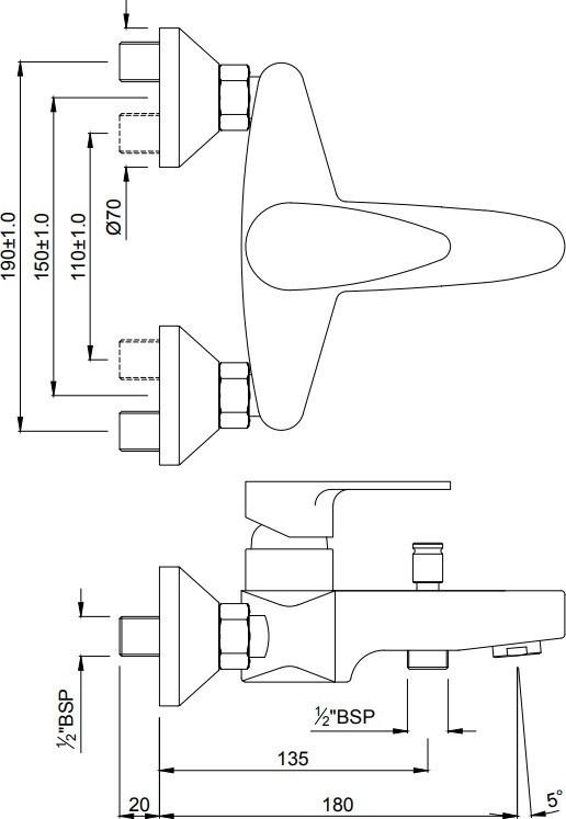 Смеситель для ванны Jaquar Vignette VGP-BLM-81119