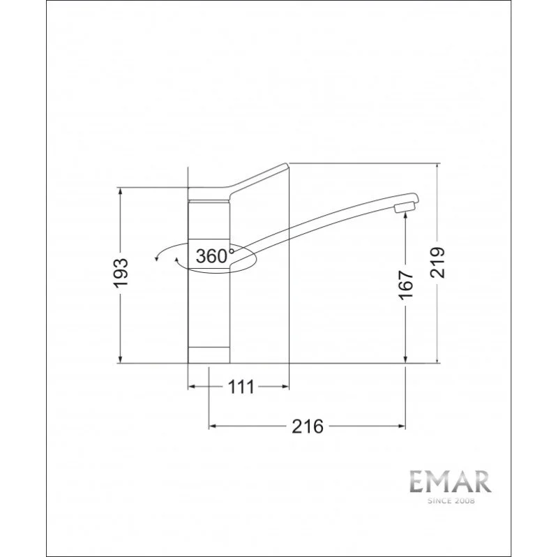 Смеситель для кухни Emar Quartz 3011.7 Антрацит черный