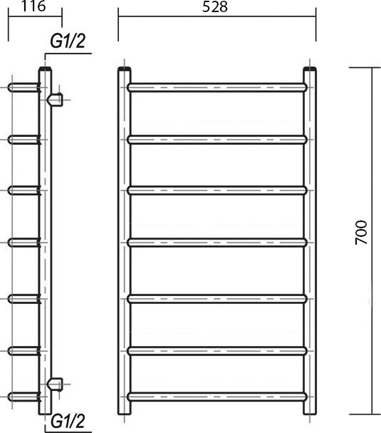 Полотенцесушитель электрический Domoterm Калипсо П7 50x70 хром L