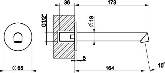 Настенный излив Gessi Ingranaggio 63403#031, хром