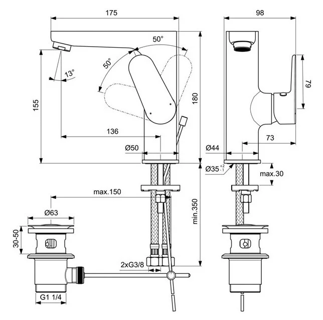 Смеситель для раковины Ideal Standard Cerafine BC497AA хром