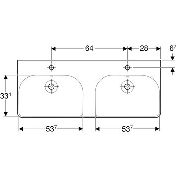 Раковина двойная подвесная GEBERIT Smyle Square 500.223.01.1, белый