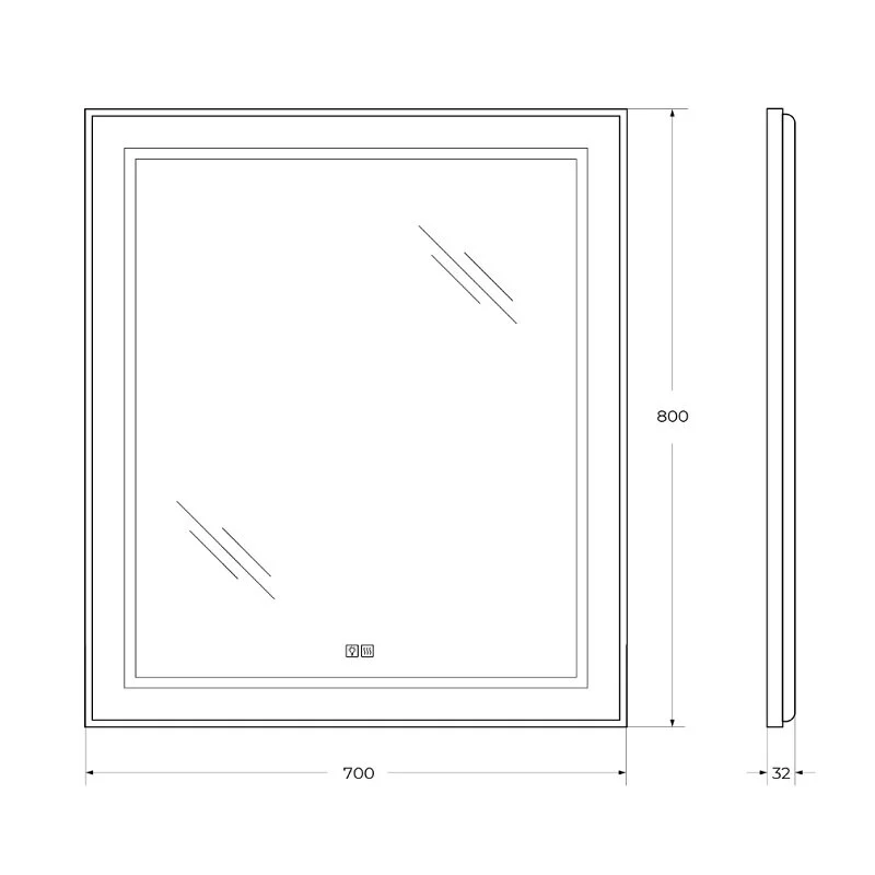 Зеркало BelBagno Kraft SPC-KRAFT-700-800-LED-TCH-WARM серый