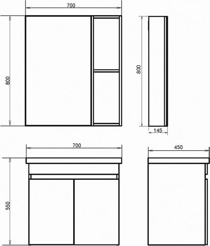 Зеркало-шкаф Comforty Осло-70 00-00006164, бетон светлый