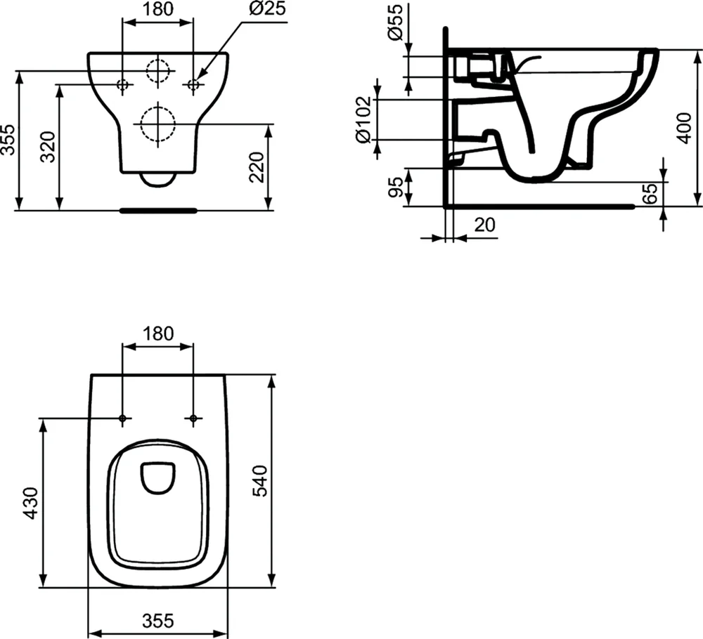 Комплект инсталляция с подвесным унитазом Ideal Standard I.life A I001701 с сиденьем микролифт