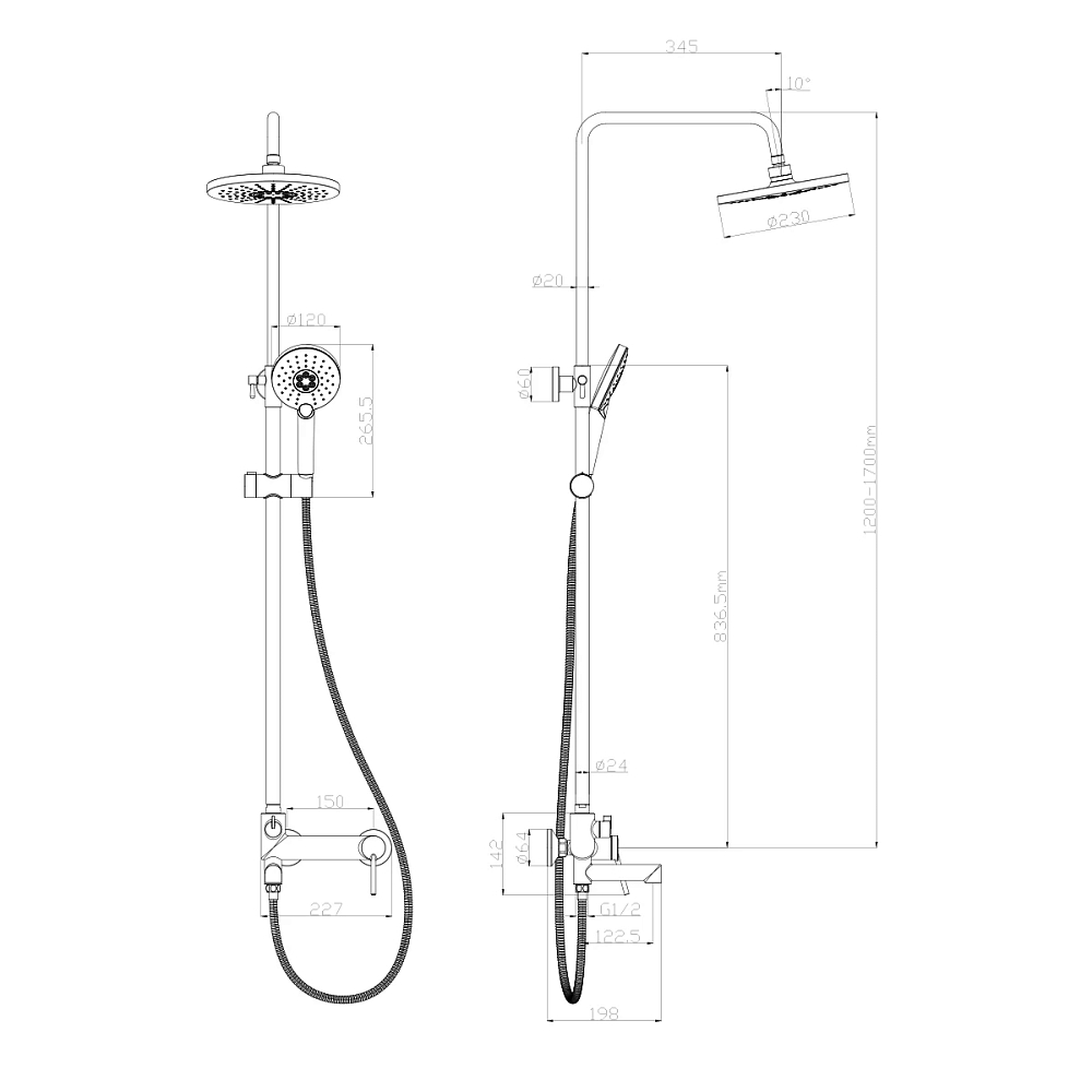 Душевая система Lemark Minima LM3862C хром