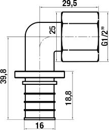 Угольник Stout SFA 0006 16xG 1/2" с внутренней резьбой аксиальный