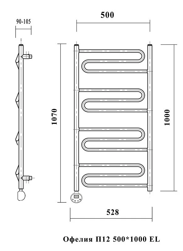 Полотенцесушитель электрический Domoterm Офелия Офелия П12 500*1000 EL хром