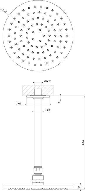 Верхний душ с кронштейном Gessi Inciso 58152#149, finox