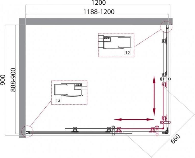 Душевой уголок BelBagno UNO-195-AH-2-120/90-C-Cr