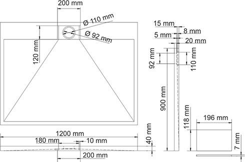 Поддон для душа Wasserkraft Alme 15T07 120 см