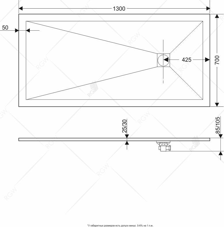 Душевой поддон RGW ST-G 16152713-02 70x130 см, графит