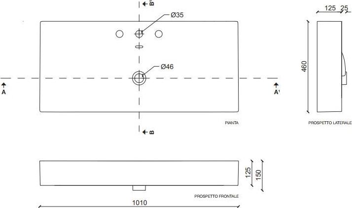 Мебельная раковина 101 см Tecla Touch TC06011, белый