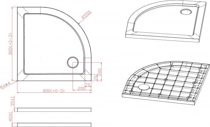 Поддон для душа Cezares TRAY-M-R-80-550-35-W