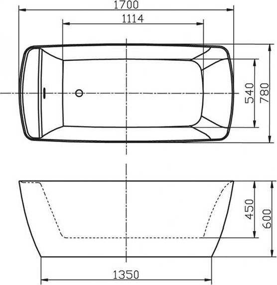 Акриловая ванна BelBagno 170х78 BB304