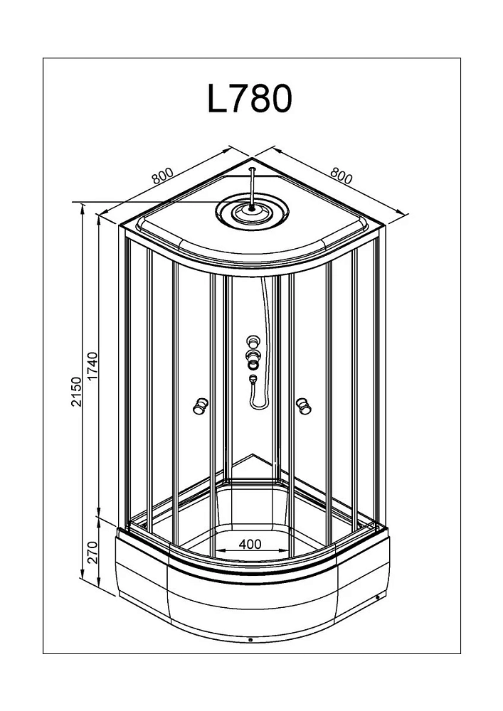 Душевая кабина Deto L L780GM