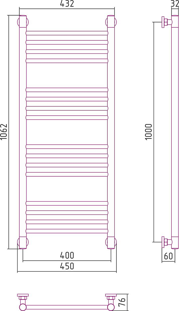 Полотенцесушитель электрический Сунержа Богема+ 1000x400 03-0220-1040, золото