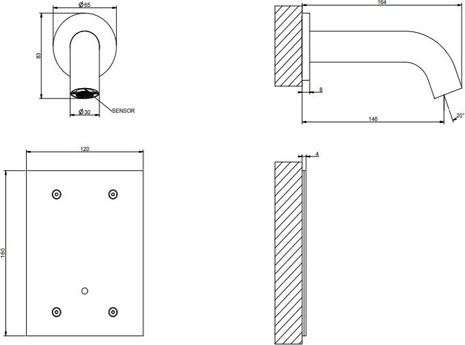 Электронный смеситель для раковины Gessi 316 Flessa 54014#239, steel brushed