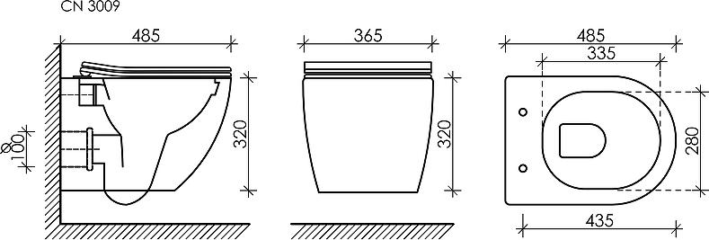 Комплект инсталляция с подвесным унитазом Ceramica Nova Forma CN3009_1001W_1000 с сиденьем микролифт и белой клавишей смыва