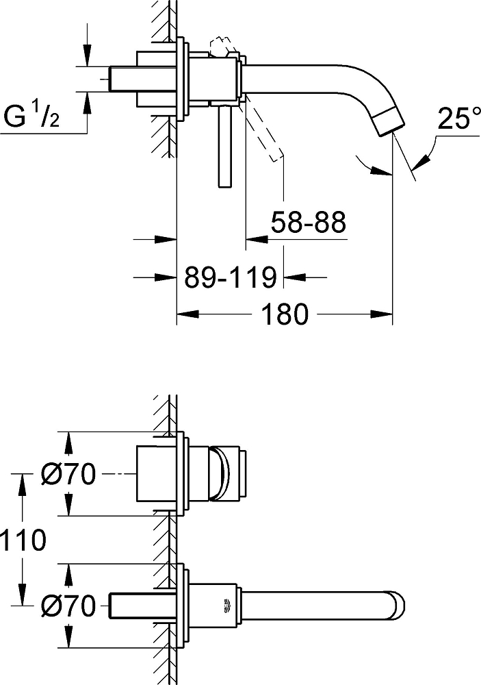 Смеситель для раковины Grohe Atrio 7° 19287001