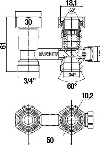 Узел присоединения Stout SVH 0001 3/4" прямой