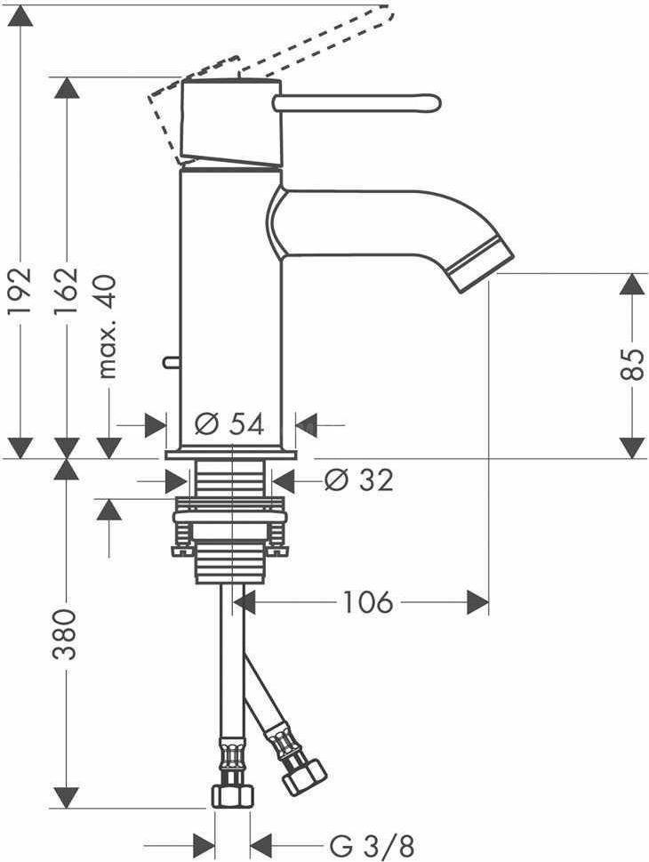 Смеситель для раковины Axor Uno 2 38020000