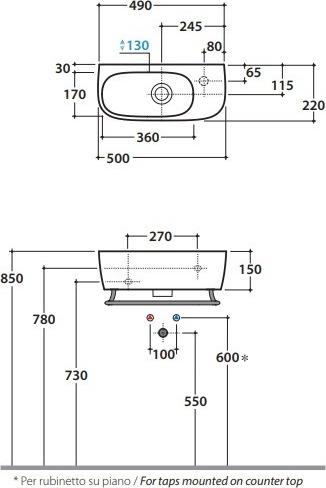 Раковина 50 см Globo Genesis GE046.BI*1