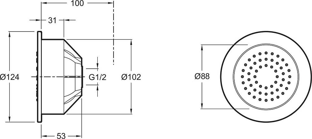 Душевая форсунка Jacob Delafon WaterTile E8014-CP