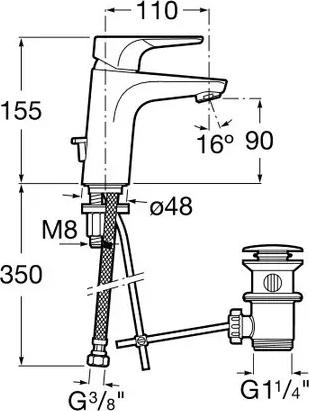 Тумба с раковиной Roca Domi 80 ZRU9307582 + смеситель, белый глянец