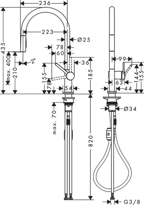 Смеситель для кухни Hansgrohe Talis M54 72800000, хром