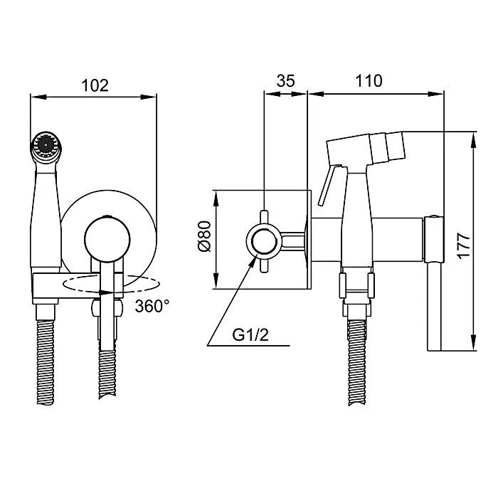 Смеситель с гигиеническим душем Gappo G7206 хром