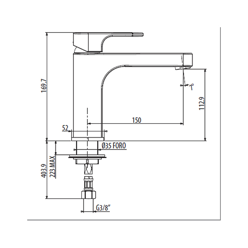 Смеситель для раковины Gattoni H2Omix1000 1044/10С0 Хром