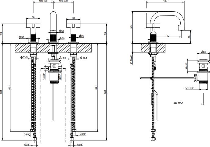 Смеситель для раковины Gessi Inciso 58111#246, золото