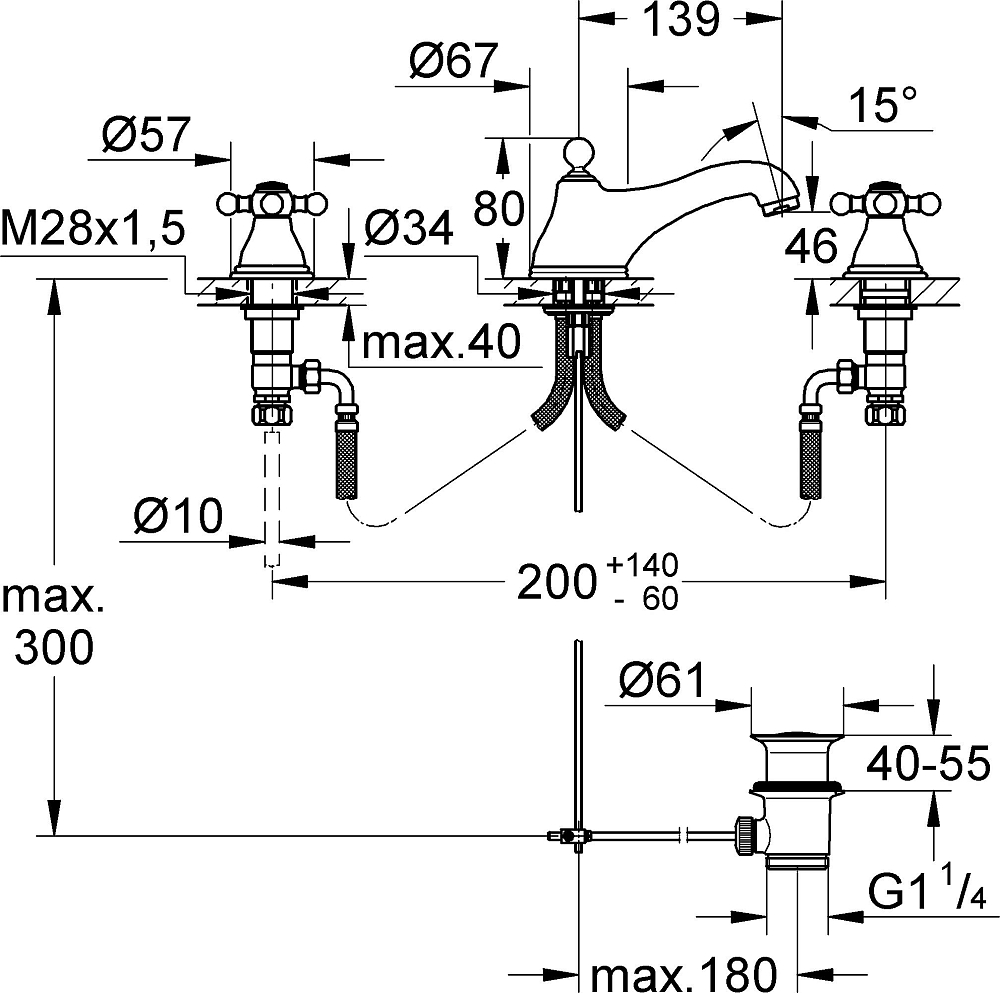 Смеситель для раковины Grohe SINFONIA 20014000