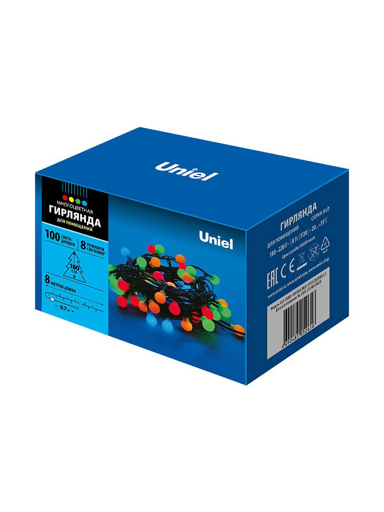 Светодиодная гирлянда Uniel 220V разноцветный ULD-S0800-100/DGA MULTI IP20 COLORBALLS 07929